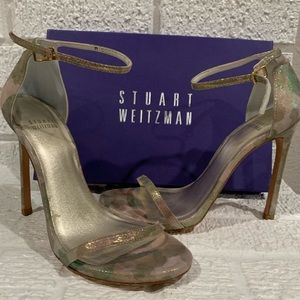 Stuart Weitzman “Nudist” Iridescent Sandals